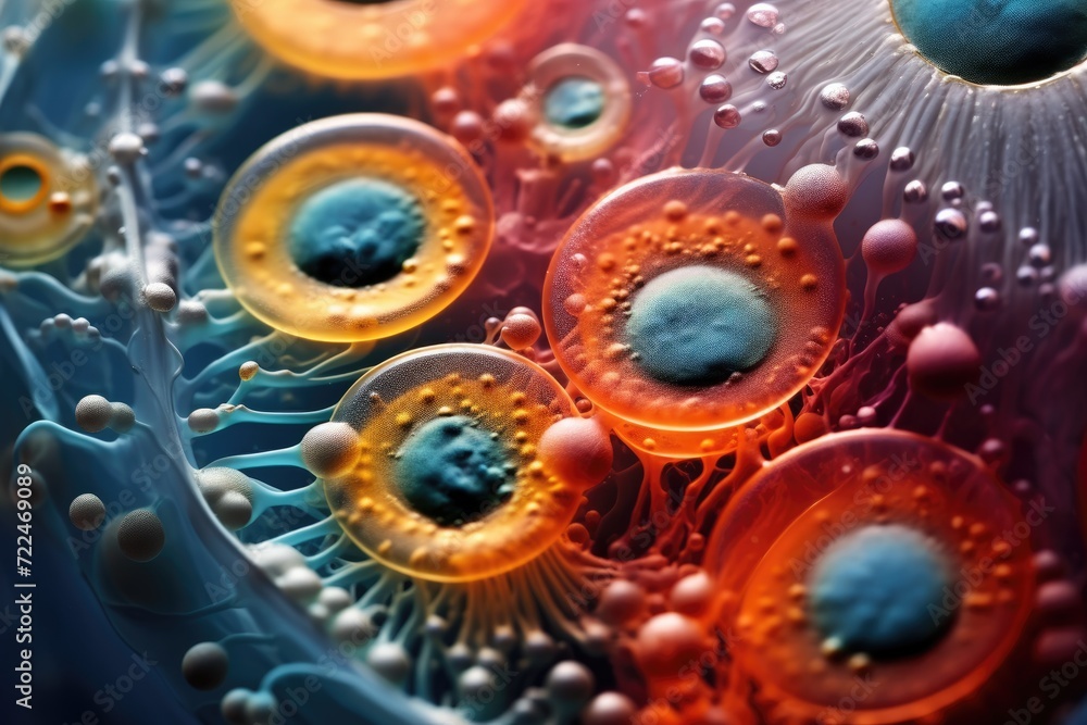 Aufkleber a close up of a colorful microorganisms. generative ai.