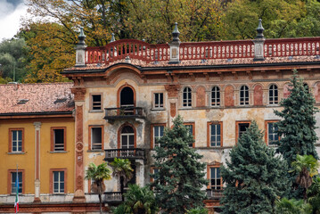 Ruin of an old hotel palace in Bellagio at lake Como