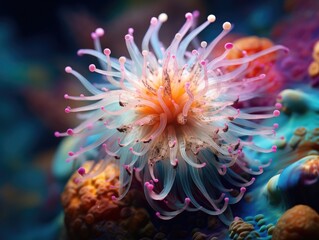 Naklejka na ściany i meble Anemone, sea anemone, sea anemone, sea anemone,. Generative AI.
