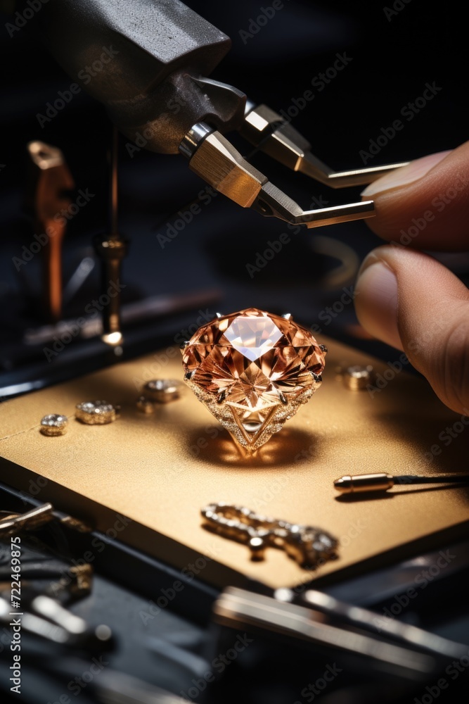 Aufkleber a person is seen working on a diamond. this image can be used in various contexts