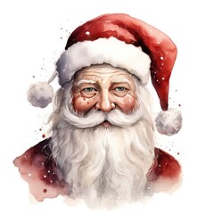 Watercolor-Style a festive Father Christmas beard and hat with White Background
