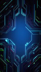 Circuit board. Futuristic background with copy space. Technology Backdrop. Hi-tech template. Banner for presentation or product. Flyer, card design. Futurism theme