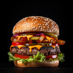 Hamburger. Studio photo. Close up shot.
