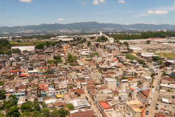 Fototapeta na wymiar View of Poor neiborhood while landing on Panama city