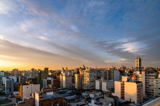 sunrise View of Cordoba Argentina City from Roof top
