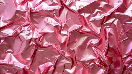 Background made of pink crumpled foil