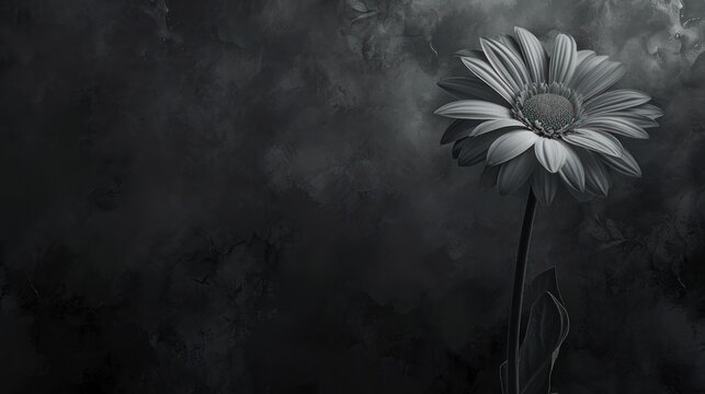  a black and white photo of a flower on a black and white photo of a flower on a black and white background.