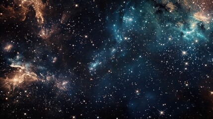Obraz premium a large cluster of stars in the middle of a space filled with lots of blue and yellow stars on a black background.