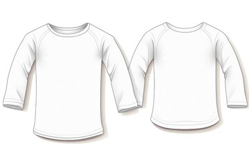 A simple white long sleeved t-shirt on a plain white background. Perfect for product mock-ups or showcasing designs