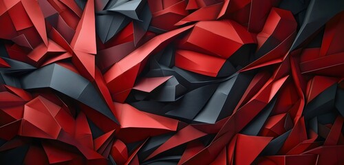 Abstract Red and Black Geometric Paper Art