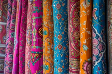 Vibrant Traditional Fabric Patterns, Textile Design Concept