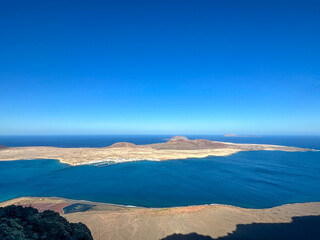 Lanzerote, Spain - December 24, 2023: Views from Mirador del Rio on the island of Lanzerote in...