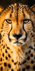 Cheetah close-up, sitting in nature
