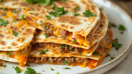 Culinary Artistry: Golden-Brown Toasted Quesadilla with Melted Cheddar