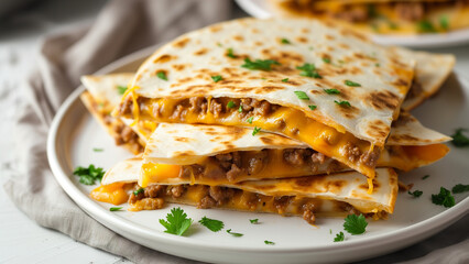 Culinary Artistry: Golden-Brown Toasted Quesadilla with Melted Cheddar