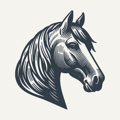 Horse Head. Vintage woodcut engraving style vector illustration.