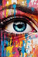Naklejka premium A detailed painting of a person's eye. Ideal for artistic projects and medical illustrations