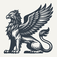 Griffin. Vintage woodcut engraving style vector illustration.