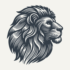 Lion Head. Vintage woodcut engraving style vector illustration.