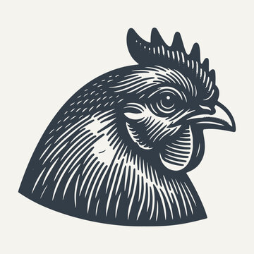 recommend clip art: Rooster Head. Vintage woodcut engravings style vector illustration.