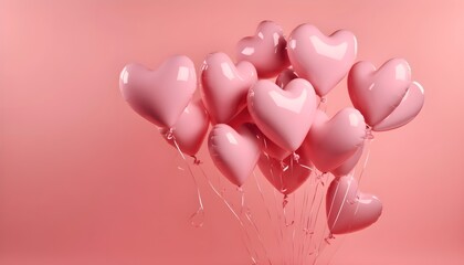 Rosa Luftballons festgebunden vor einem rosa Hintergrund (KI-/AI-generiert)