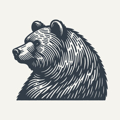 Bear Head. Vintage woodcut engraving style vector illustration.