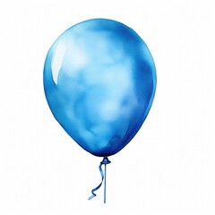Watercolor-Style blue balloon with White Background