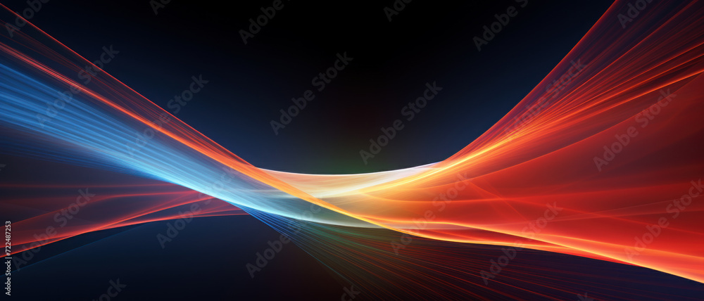 Aufkleber multicolored neon curve lines on black background, digital glowing energy. abstract pattern of color