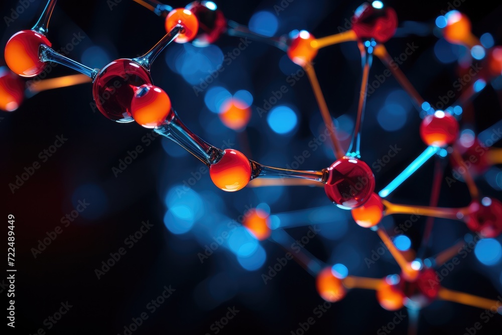 Poster 3d rendering of a molecule. generative ai.