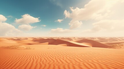 Fototapeta na wymiar Desert scene with sand dunes under a clear blue sky. Perfect for travel and nature-themed projects