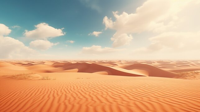 Desert scene with sand dunes under a clear blue sky. Perfect for travel and nature-themed projects