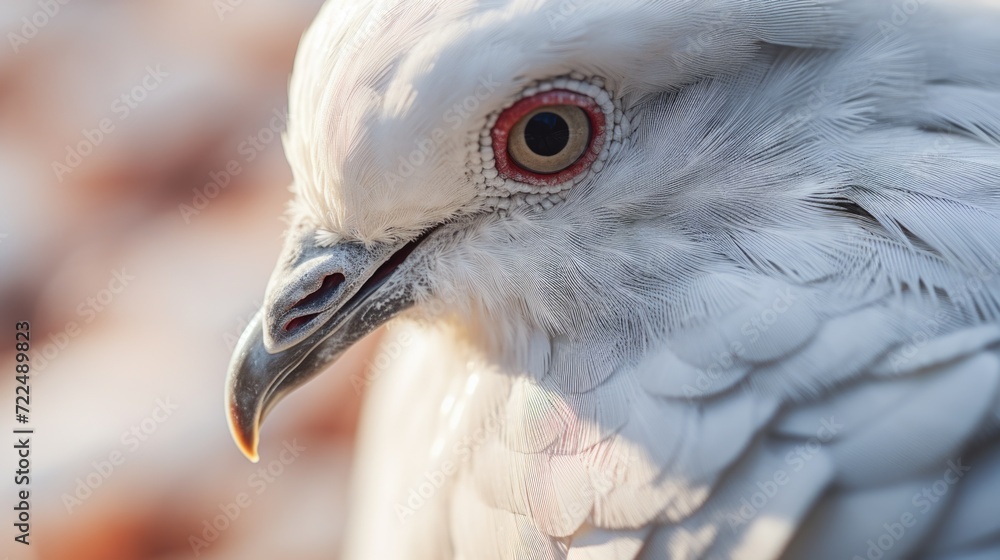 Poster A close-up shot of a white bird with striking red eyes. Perfect for adding a touch of mystery and intrigue to any project