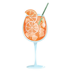 aperol spritz cocktail with slices of orange	
