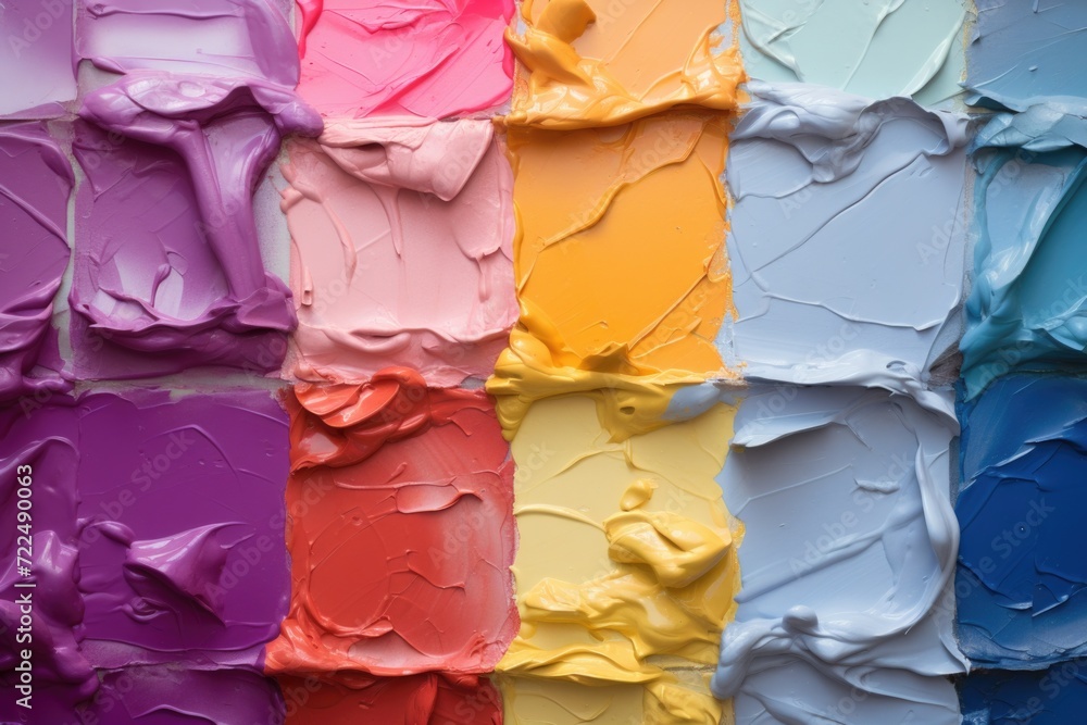 Poster A close-up view of a vibrant and colorful painting. This artwork can add a pop of color and energy to any space