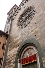 Portal of basilica San Fedele in the city center of Como