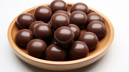 chocolate candies on white background
