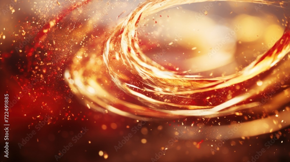 Poster an intense abstract image of a fiery vortex, swirling with bright light and glowing particles that s