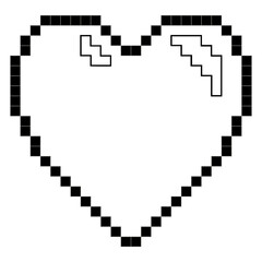 Fototapeta na wymiar Minimalist pixelated heart. Heart made with squares symbolizing pixels