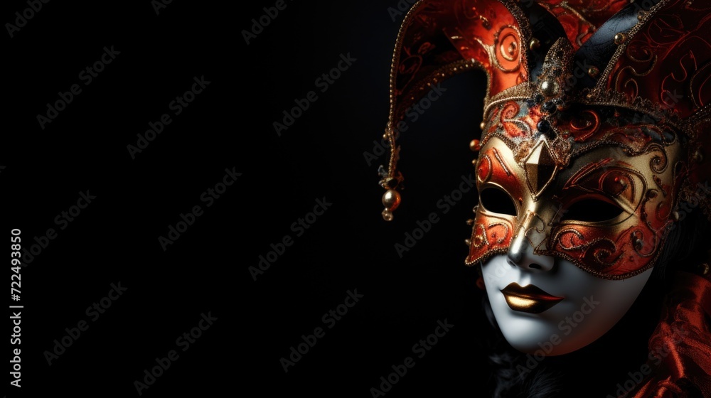 Poster a close-up view of a mask against a black background. this image can be used for various purposes