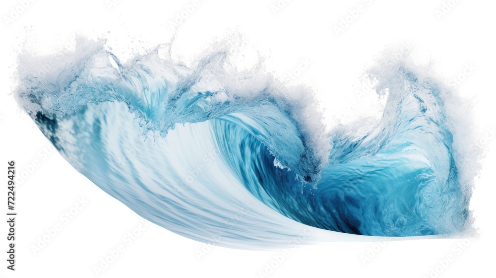 Poster A powerful wave crashing on a pure white background. Perfect for adding energy and movement to any design