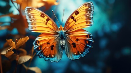 A butterfly perched on a plant. Suitable for nature and wildlife-themed projects