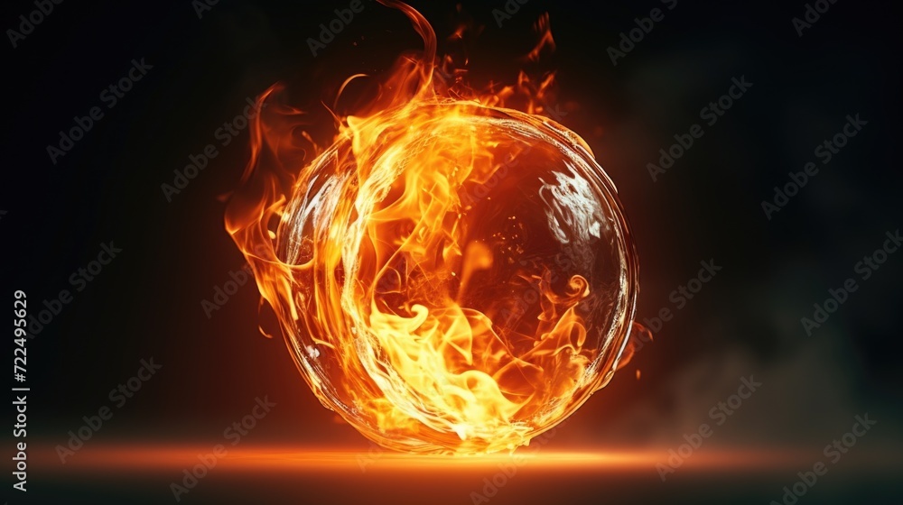 Poster A captivating image of a circle of fire on a black background. Perfect for adding a dramatic and intense touch to any design