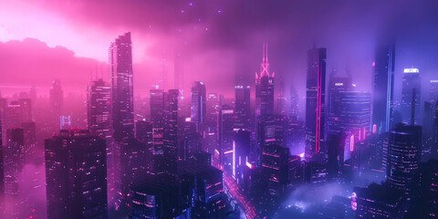 Futuristic city skyline, a high-tech wallpaper showcasing a futuristic city skyline with sleek architecture and neon lights.