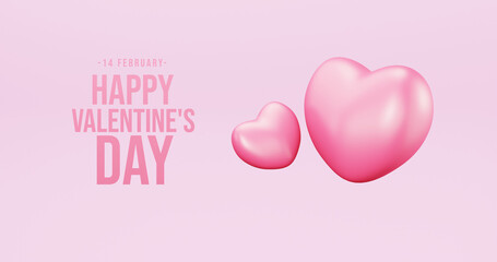 Valentine's Day interior, balloons. Stand, podium,  background with product display and Heart. Love greeting card, poster with pink gift boxes, presents - 3d rendering