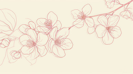  a drawing of a bunch of flowers on a white background with a red line in the middle of the image.