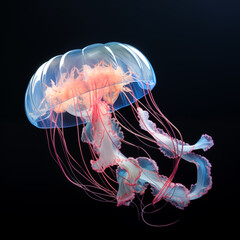 image of a floating luminescent jellyfish - 722504070