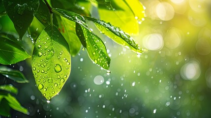 Leaf forest wood under rain wallpaper background