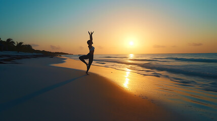 Embrace tranquility with a breathtaking sunset yoga session on a serene beach. Find inner peace and balance amidst the soothing sound of crashing waves.