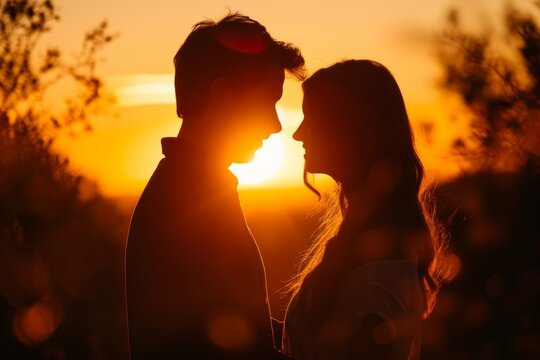 As the sun sets, their silhouettes merge into one, their love igniting under the heat of the sky, a perfect backdrop for their passionate kiss