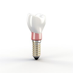 Watercolor-Style dental implant 3D model with White Background